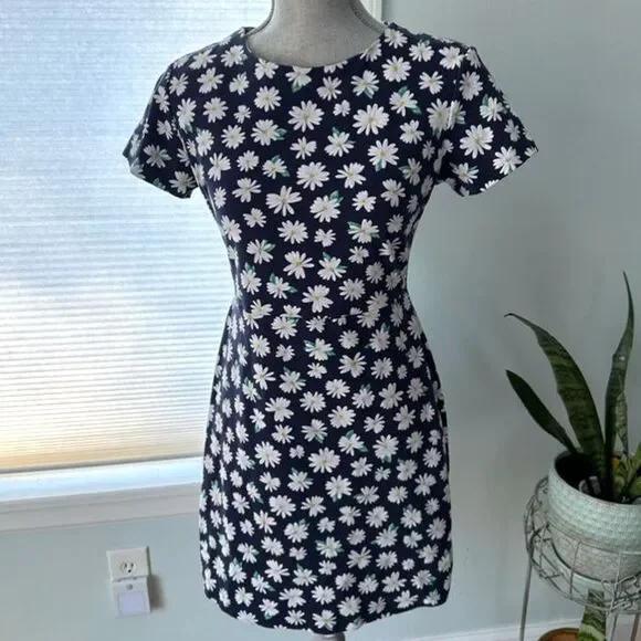 Old Navy | Dresses | Old Navy Blue Daisy Floral Summer Printed Ponteknit Sheath  Dress Size Small | Poshmark